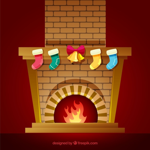 Free vector christmas fireplace background