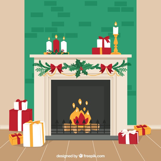 クリスマス暖炉の背景