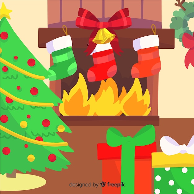 クリスマス暖炉イラスト