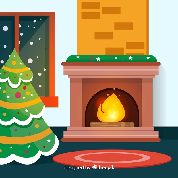 Christmas fireplace scene