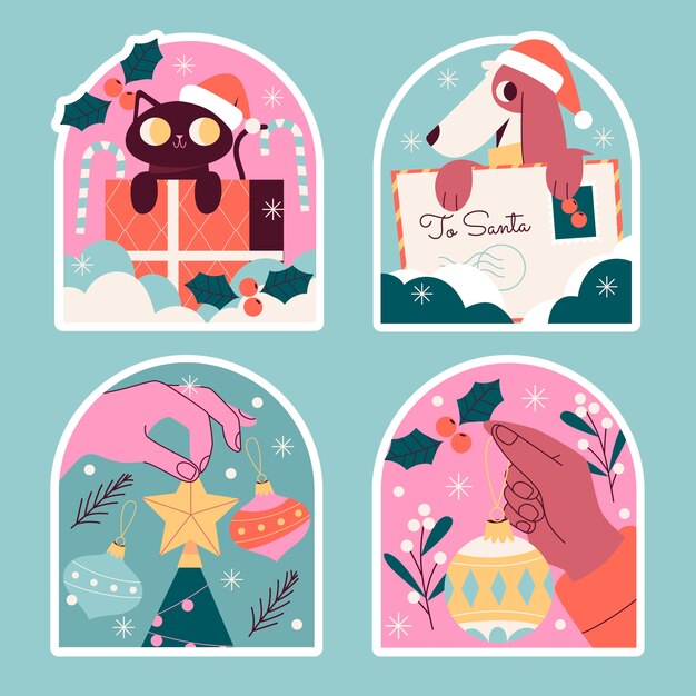 Christmas flat design design stickers