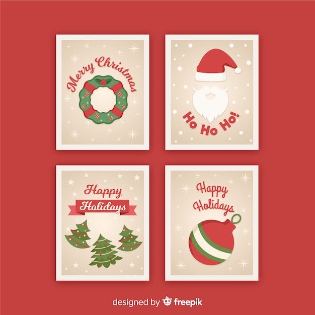 Free vector christmas flat elements card collection