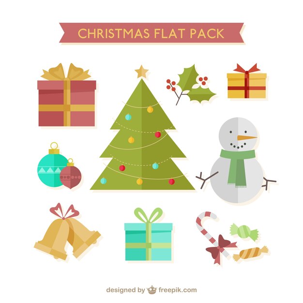 Christmas flat elements pack