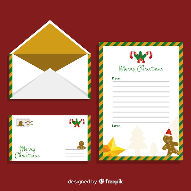 Free vector christmas flat envelope template