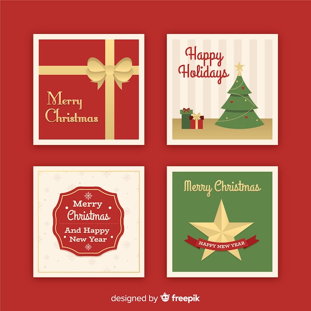 Christmas flat greetings cards collection