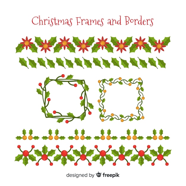 Christmas floral frames and borders collection