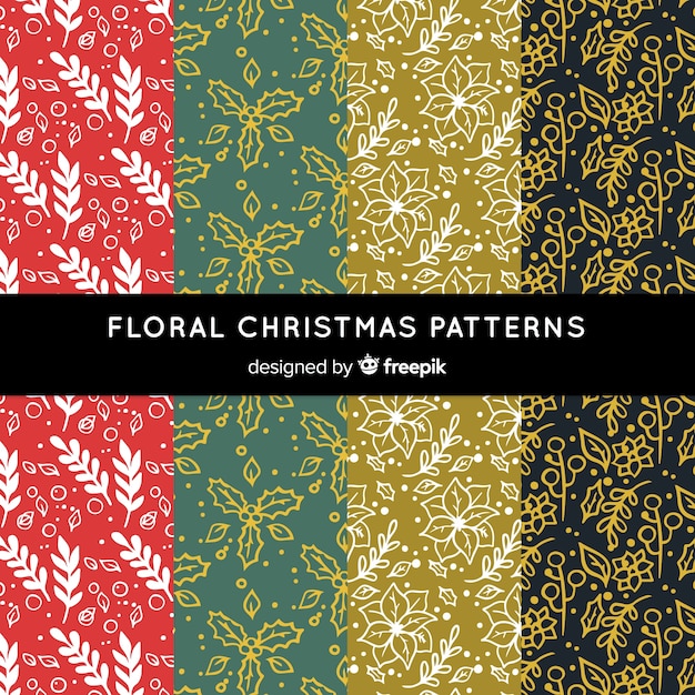 Christmas floral gold pattern