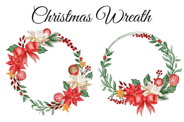 Christmas flower wreath happy new years floral clipart