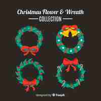 Free vector christmas flowers collection in flat design