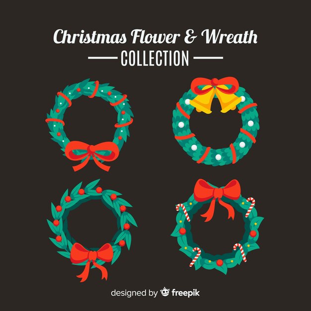 Christmas flowers collection in flat design