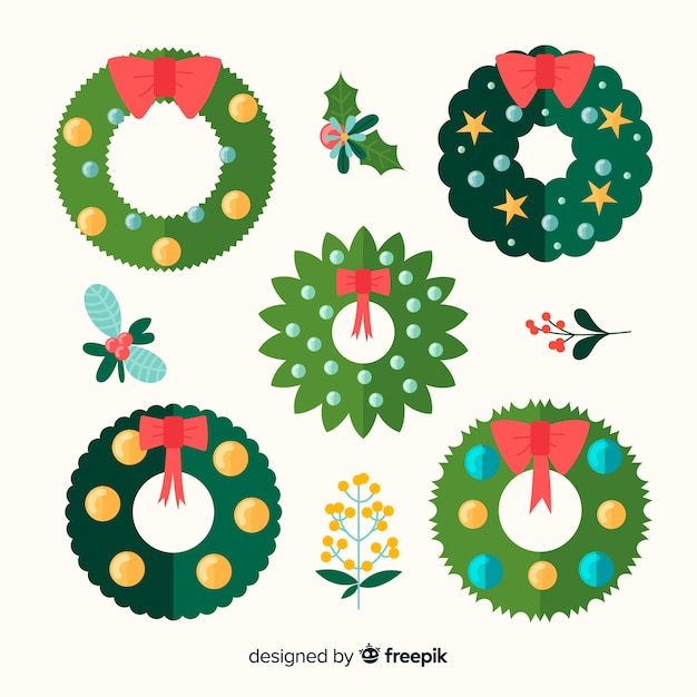 Christmas flowers collection in flat design