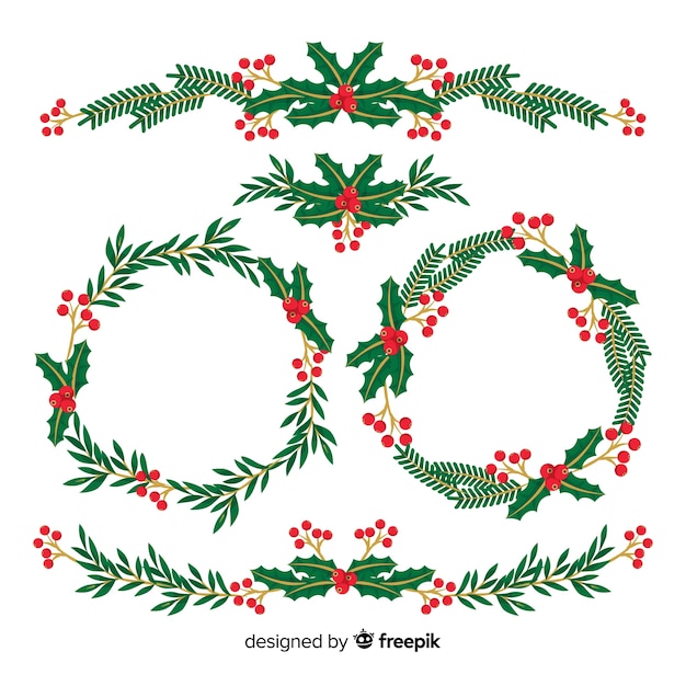 Бесплатное векторное изображение Коллекция рождественских цветов в плоском дизайне