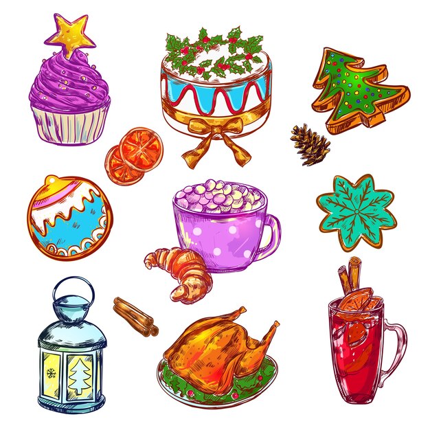 Christmas Food Sketch Set