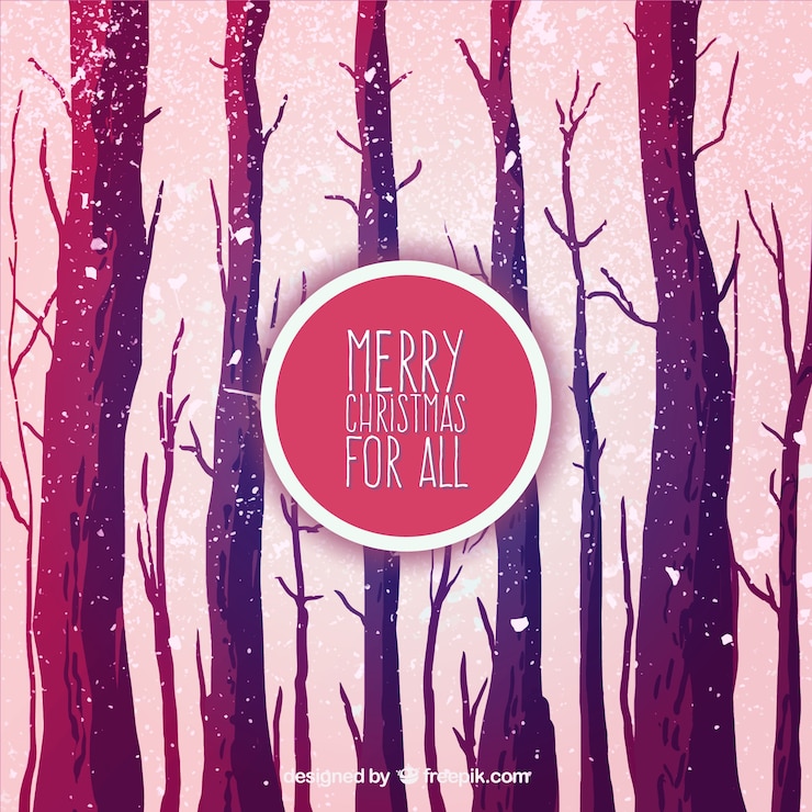 Free Vector christmas forest background in purple tones