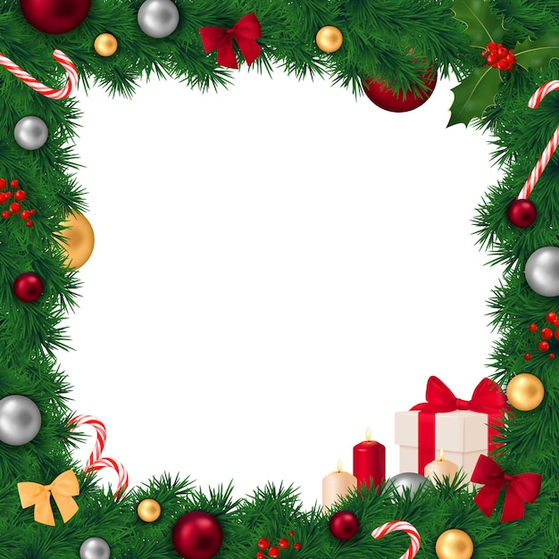 Free vector christmas frame realistic composition