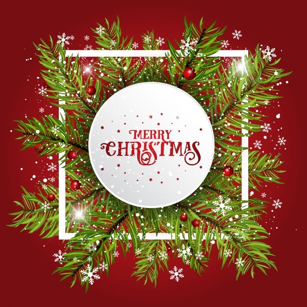 Christmas frame, red background