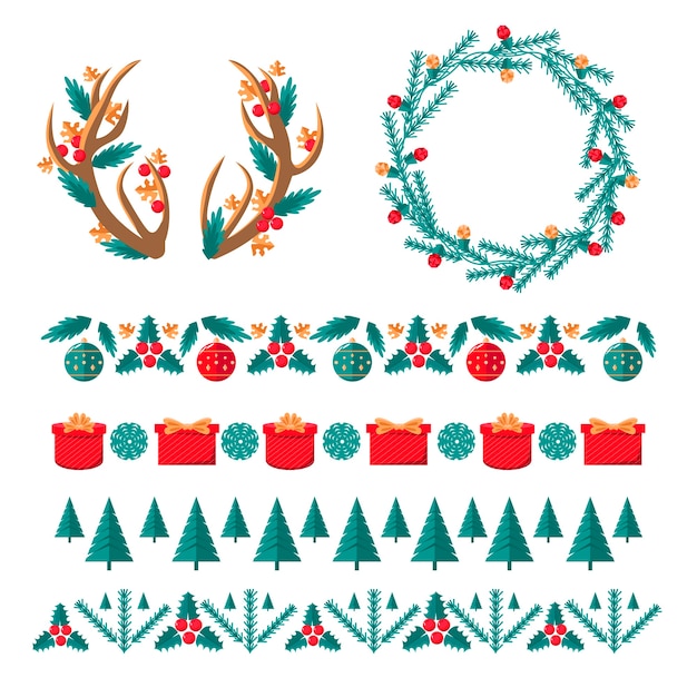 Christmas frames and borders in flat design