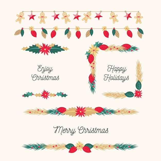 Free vector christmas frames and borders in flat design