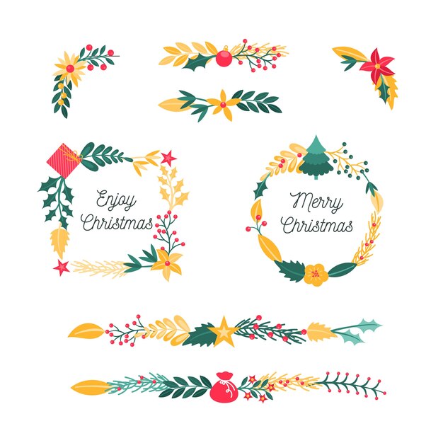 Christmas frames and borders in flat design