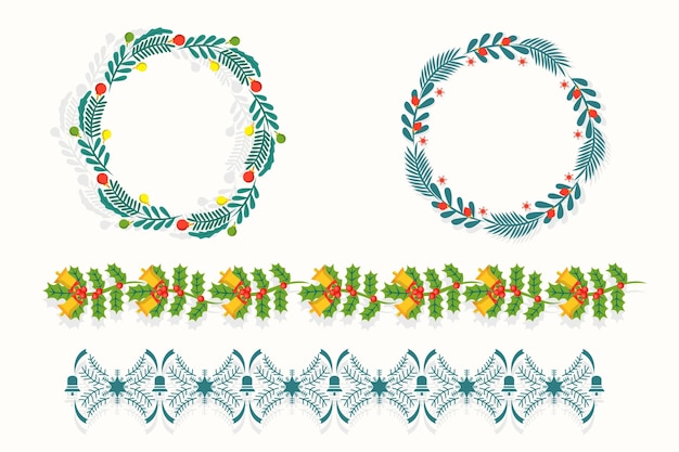 Christmas frames and borders in flat design