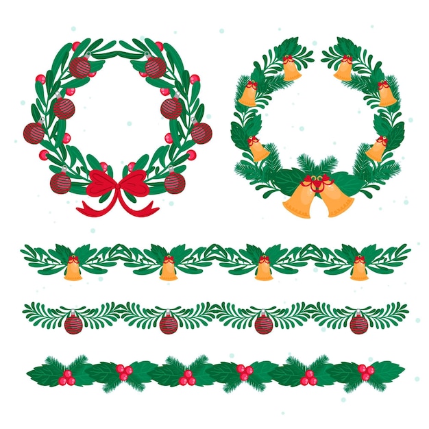 Free vector christmas frames and borders in flat design