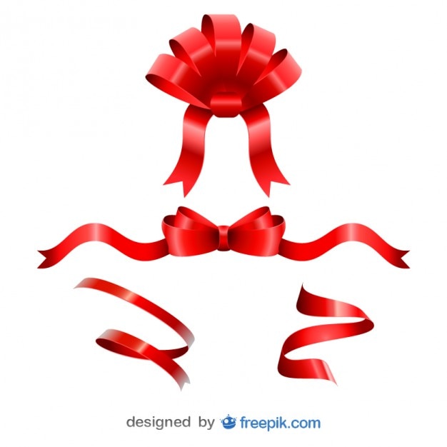 Christmas fun red ribbons set