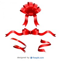 免费矢量圣诞节好玩的红丝带