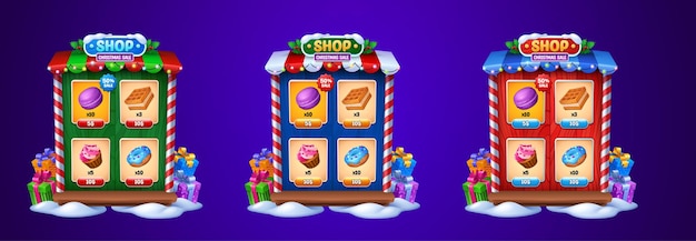 Vettore gratuito cornice del negozio di giochi di natale con dolci