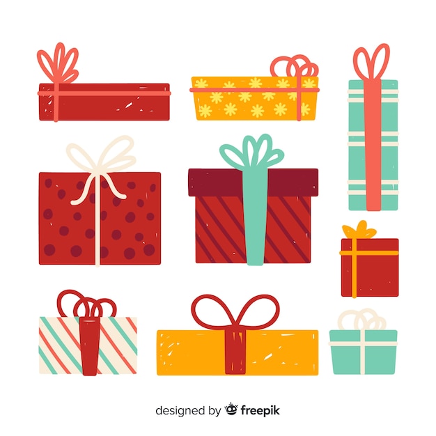 Download Free Christmas Gift Box Collection In Flat Design Svg Dxf Eps Png Svg File Free Download