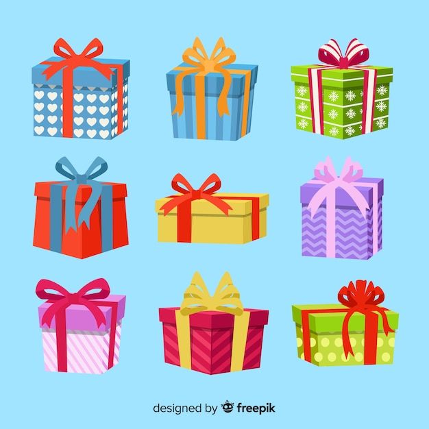 Christmas gift collection flat design style