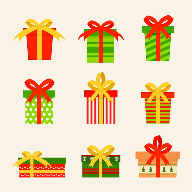 Christmas gift collection in flat design