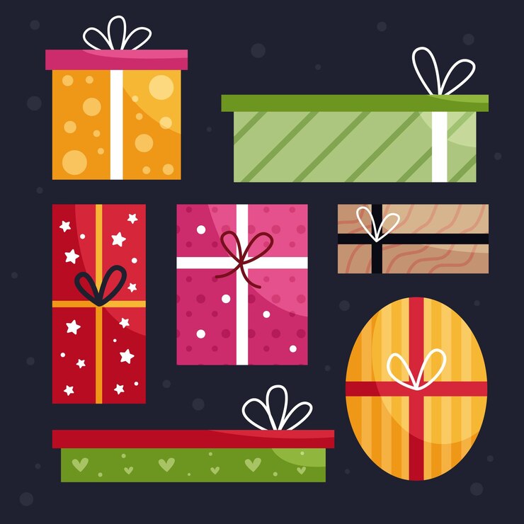 Free Vector christmas gift collection in flat design