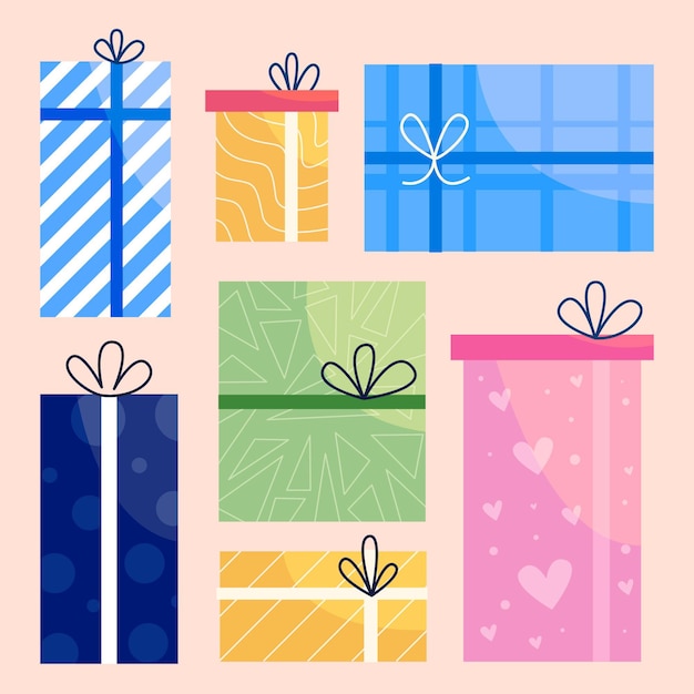 Christmas gift collection in flat design