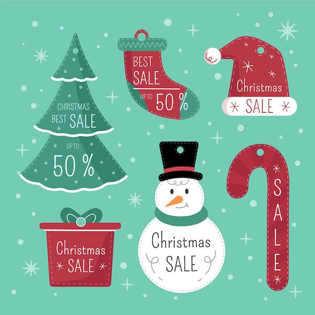 Christmas gift tags set with cute elements design