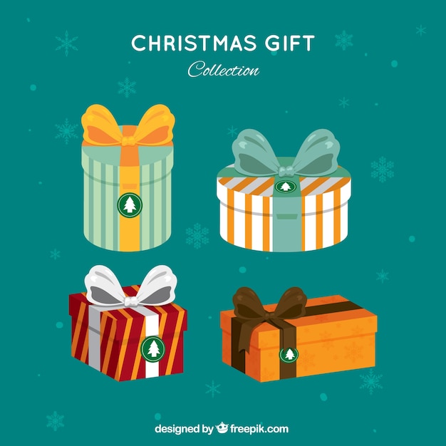 Free vector christmas giftboxes with bows collection