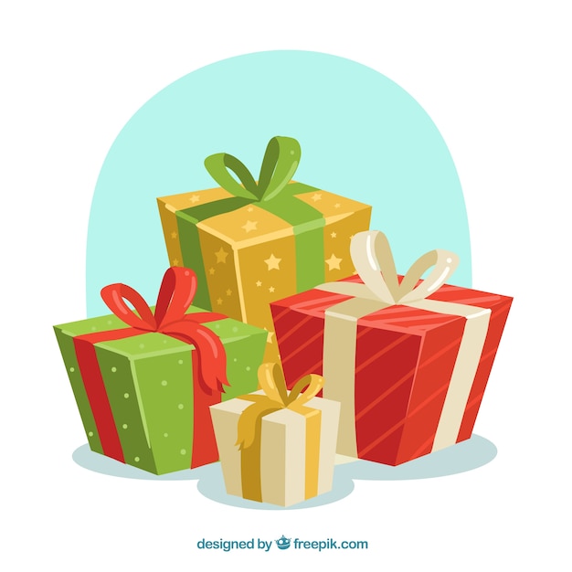 Free vector christmas gifts background