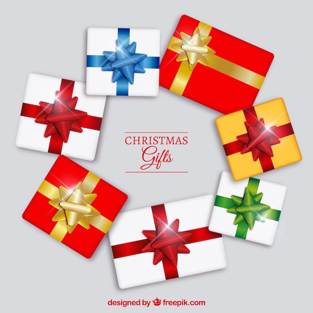 Free vector christmas gifts background