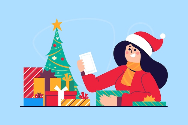 Free vector christmas gifts scene illustration