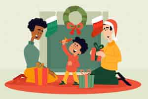 Free vector christmas gifts scene