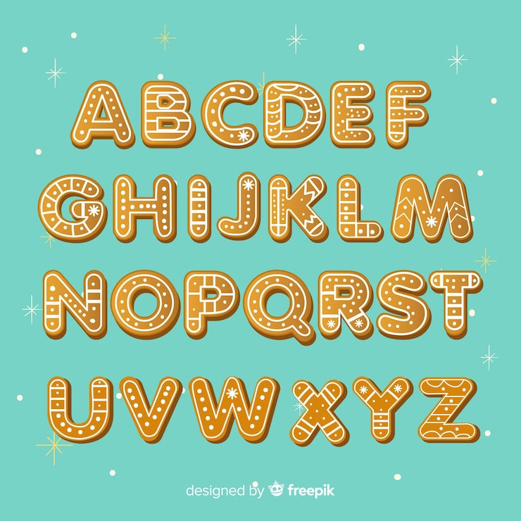 Free Vector christmas gingerbread alphabet