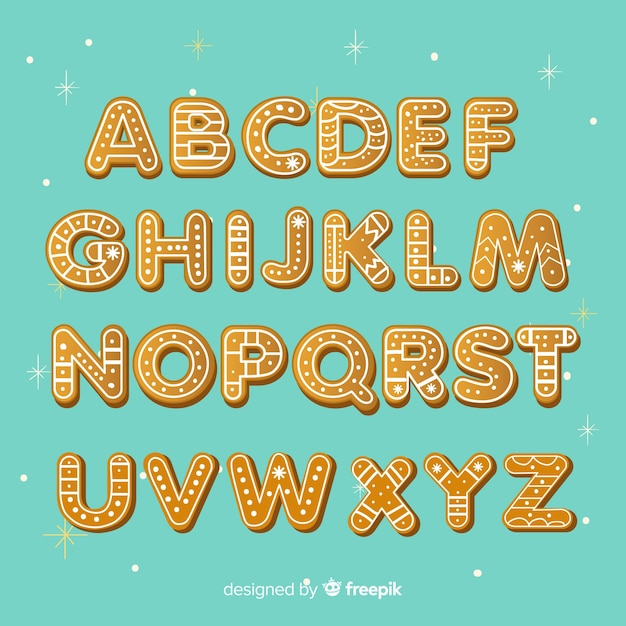 Christmas gingerbread alphabet