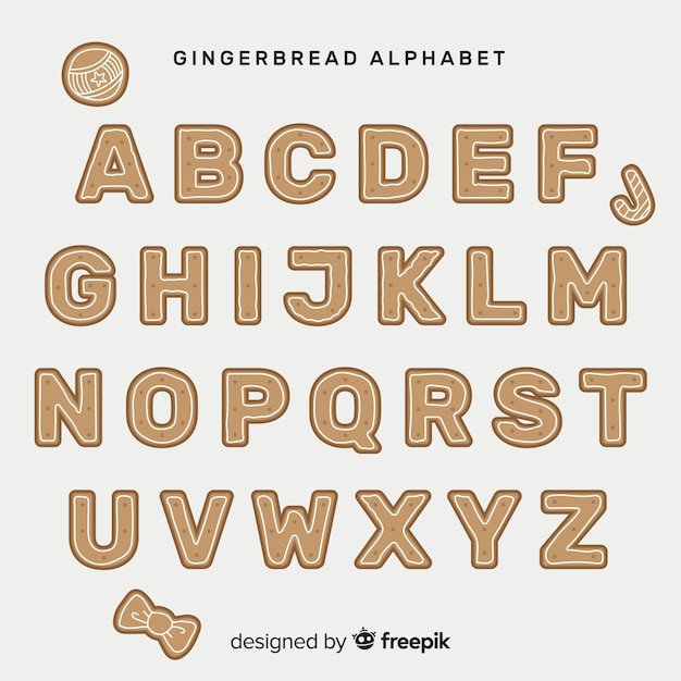 Free vector christmas gingerbread alphabet