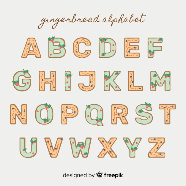 Free vector christmas gingerbread alphabet