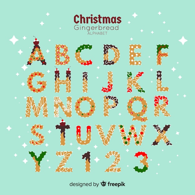 Christmas gingerbread alphabet