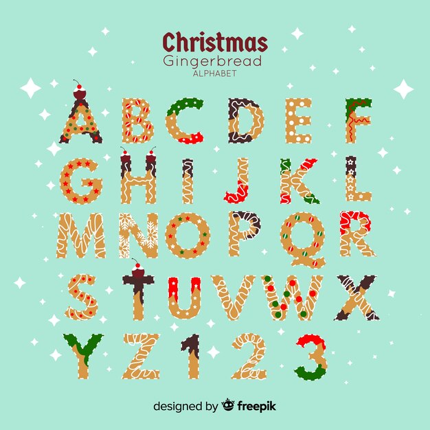 Christmas gingerbread alphabet