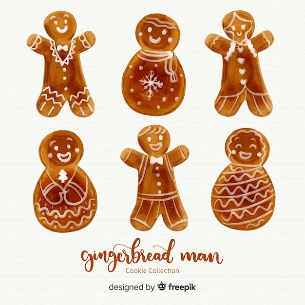 Free vector christmas gingerbread men collection