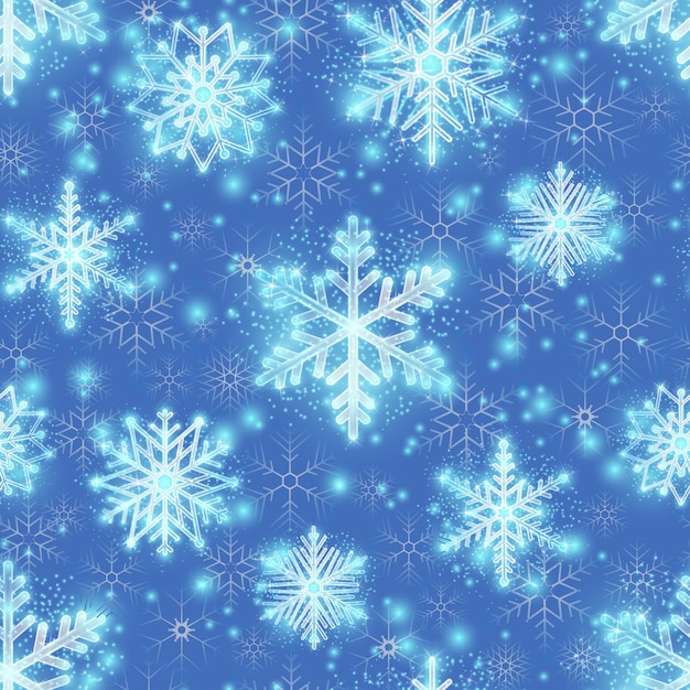 Free vector christmas glitter background with snowflakes. winter pattern, seamless endless design for xmas, vector illustration