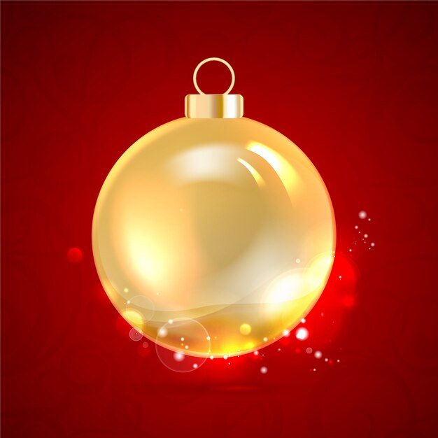 赤に分離されたゴールデンクリスマスボール。