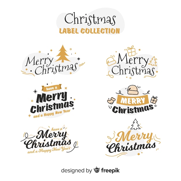 Christmas golden details label collection