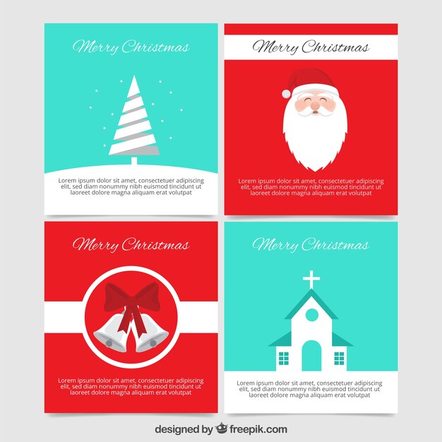 Free vector christmas greeting card set